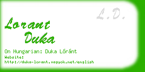 lorant duka business card