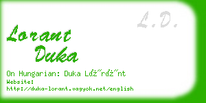 lorant duka business card